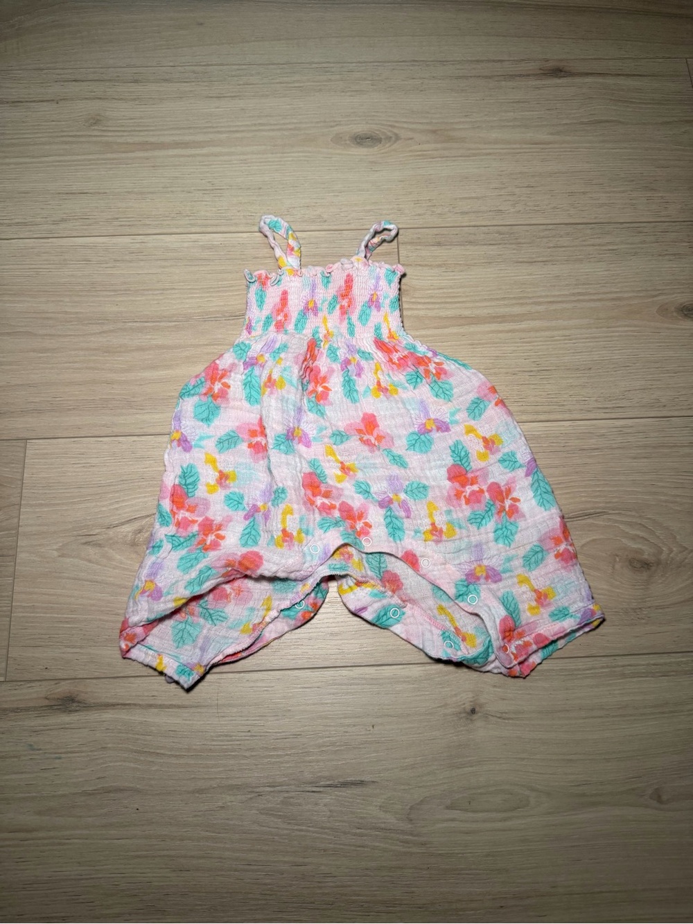Angel Dear Pink Floral Smocked Romper